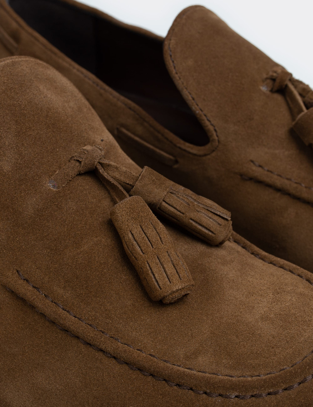 Tan Suede Leather Loafers - 01319MTBAE02