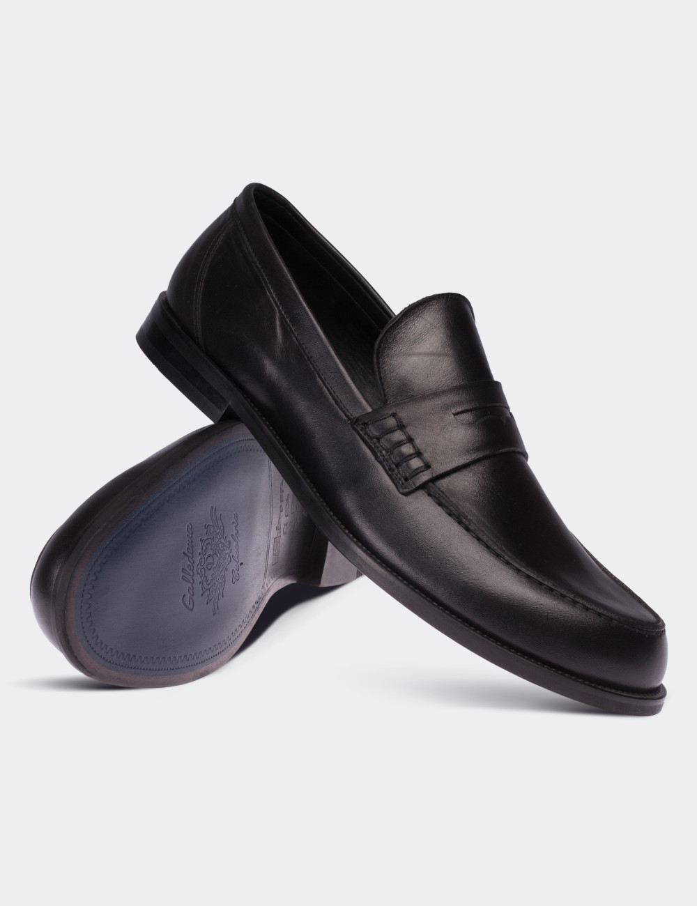 Black  Leather Loafers - 01538MSYHM02