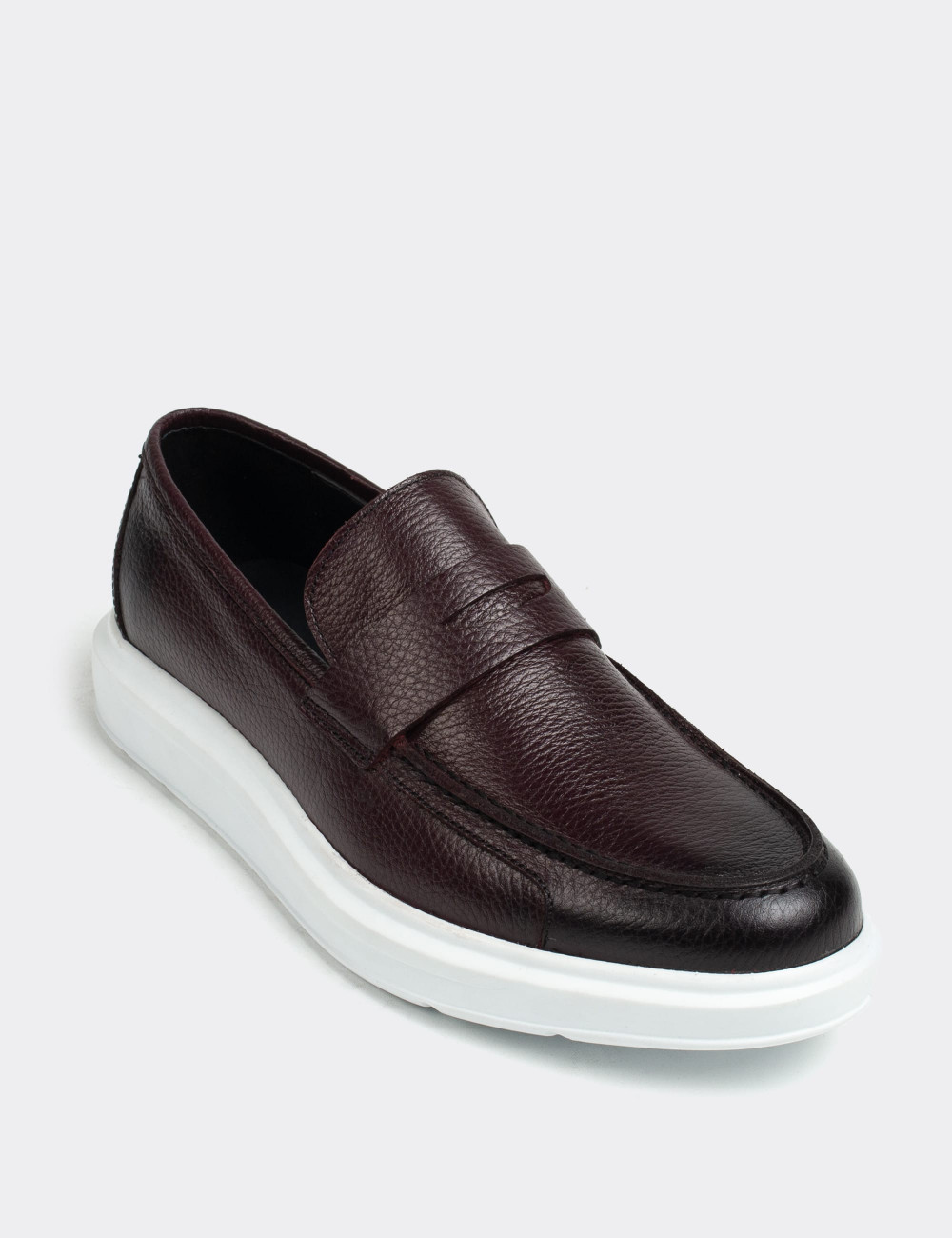 Burgundy  Leather Loafers - 01564MBRDP08