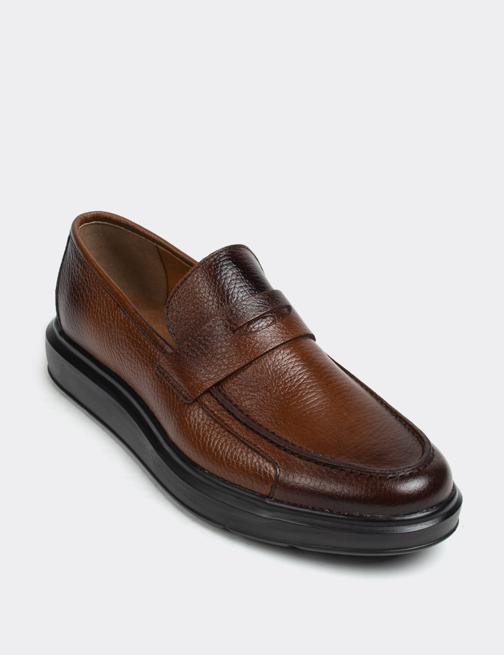 Brown  Leather Loafers - 01564MKHVP03