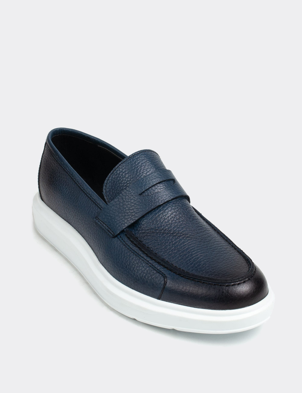 Blue  Leather Loafers - 01564MMVIP06