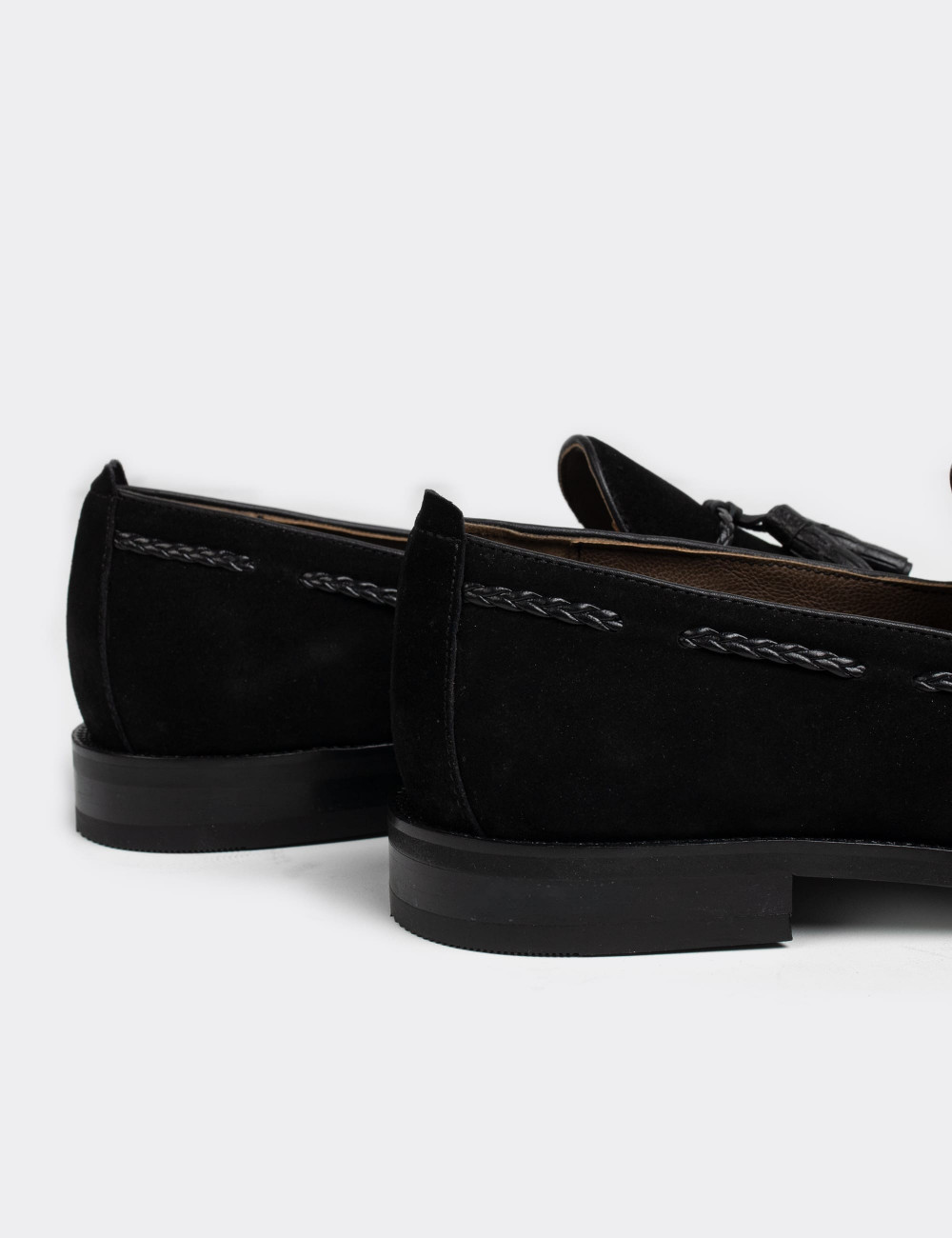 Black Suede Leather Loafers - 01642MSYHM03