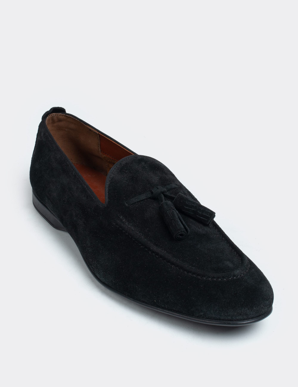 Navy Suede Leather Loafers - 01701MLCVC01