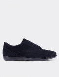 Navy Suede Leather Lace-up Shoes