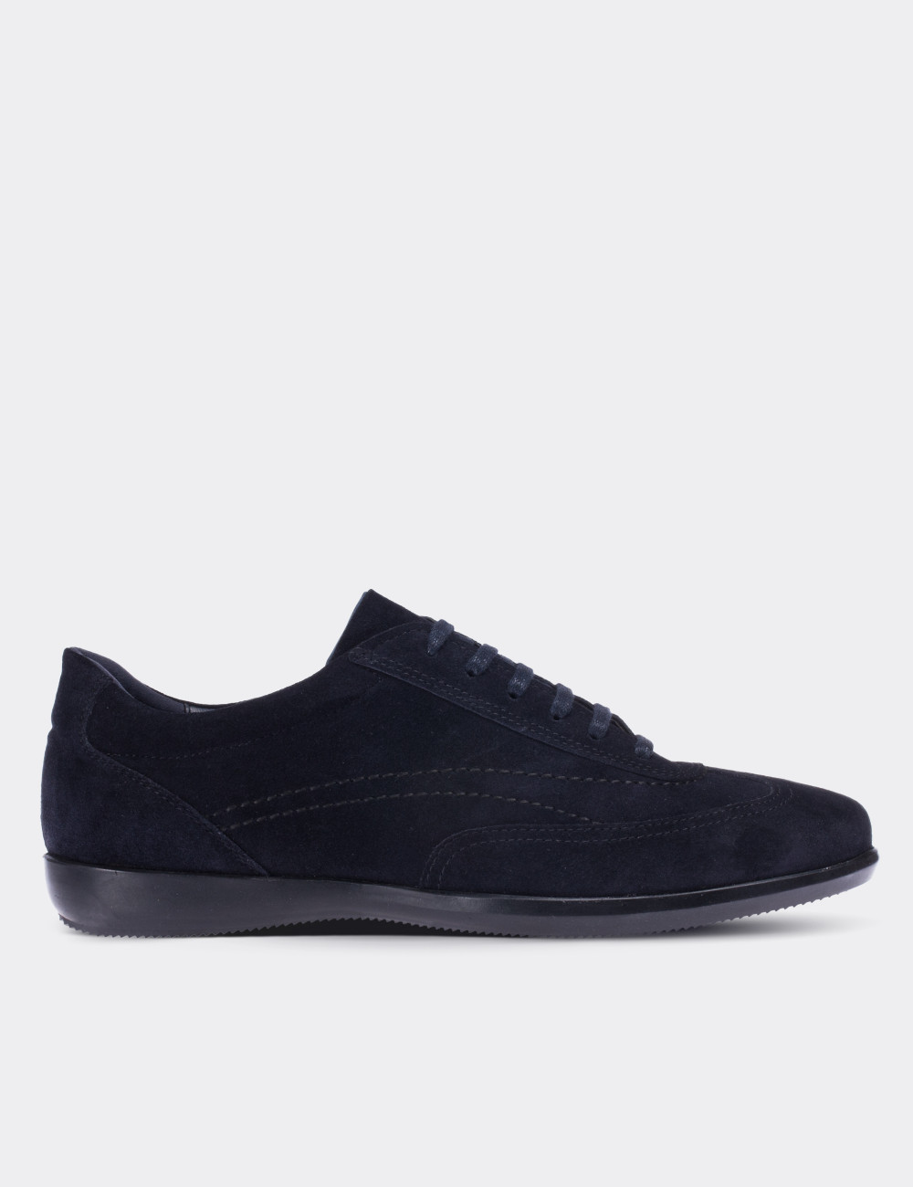 Navy Suede Leather Lace-up Shoes - 00321MLCVC03