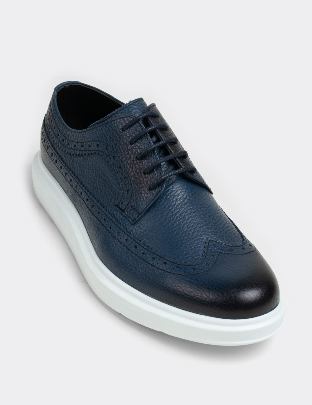 Blue  Leather Lace-up Shoes - 01293MMVIP04