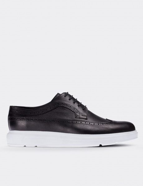 Black  Leather Lace-up Shoes