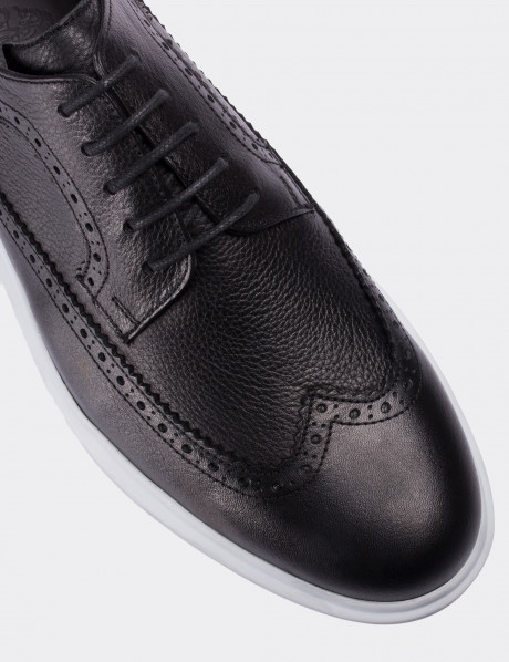 Black  Leather Lace-up Shoes