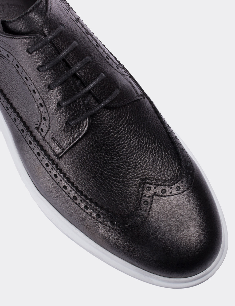 Black  Leather Lace-up Shoes - 01293MSYHP08