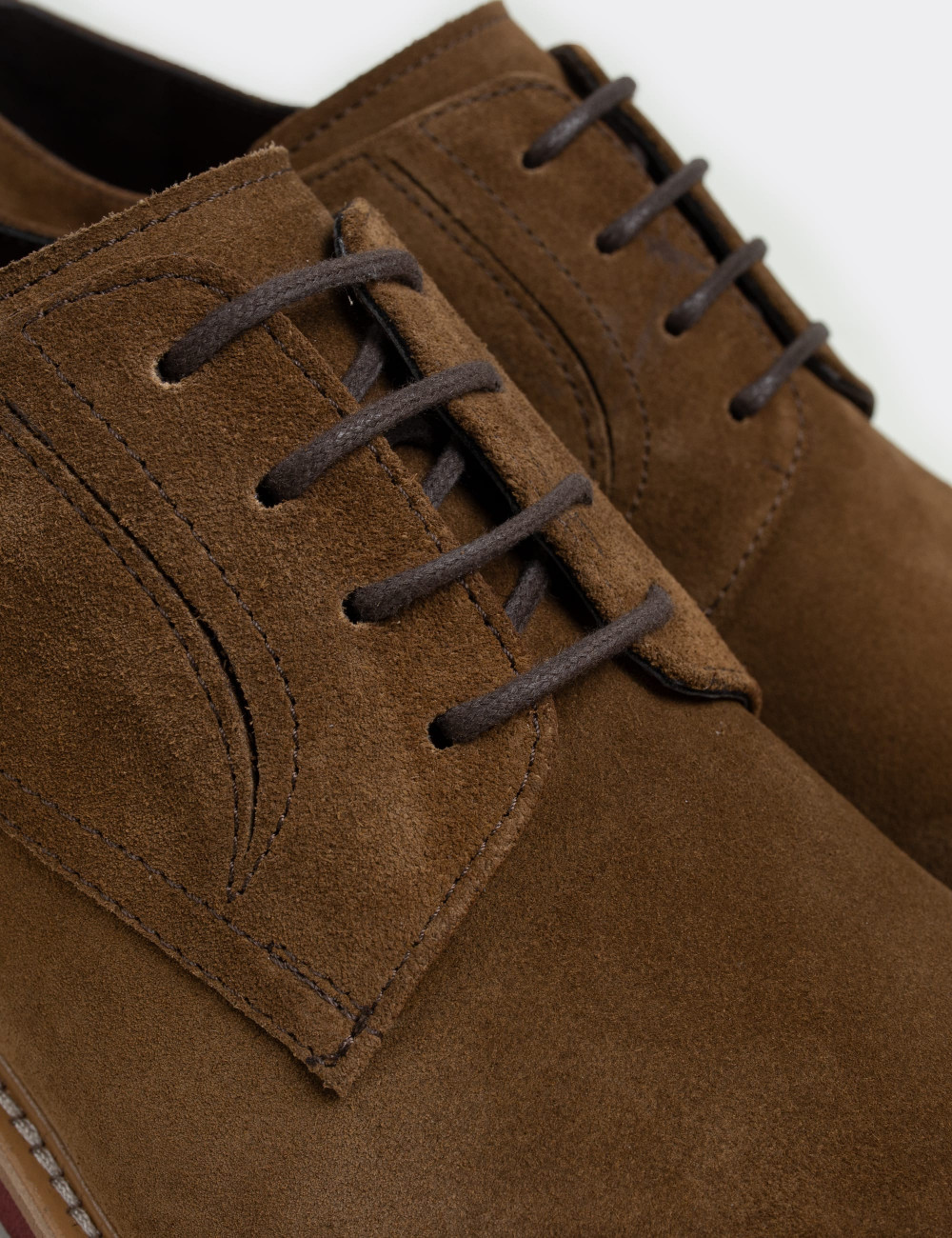 Tan Suede Leather Lace-up Shoes - 01294MTBAE08