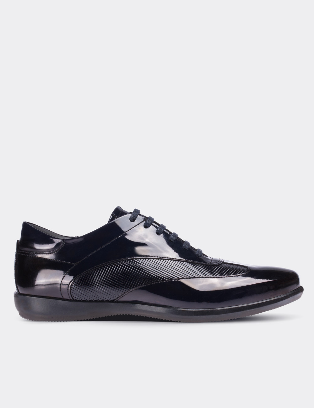 Navy Patent Leather Lace-up Shoes - 01686MLCVC01