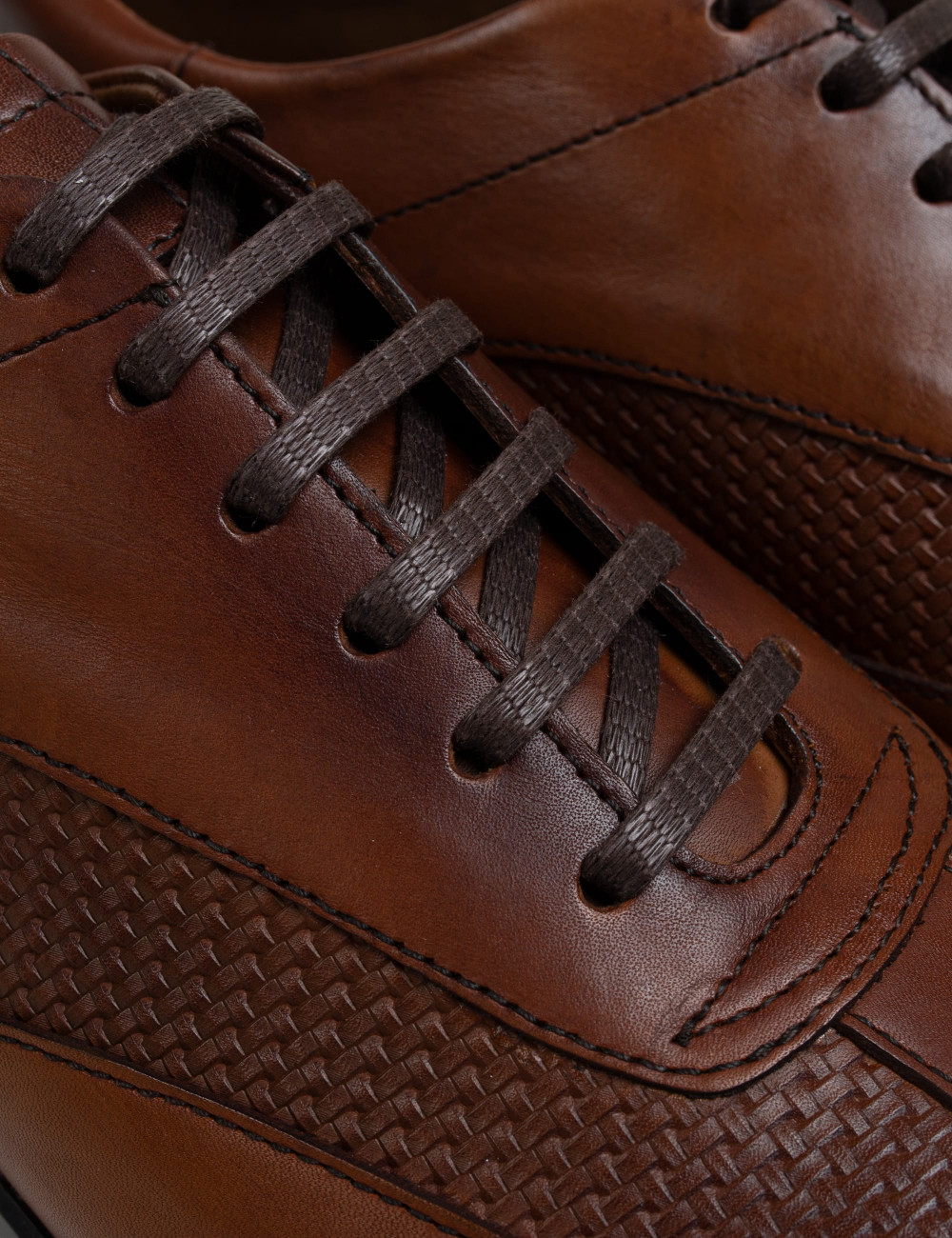 Tan  Leather Lace-up Shoes - 01686MTBAC01