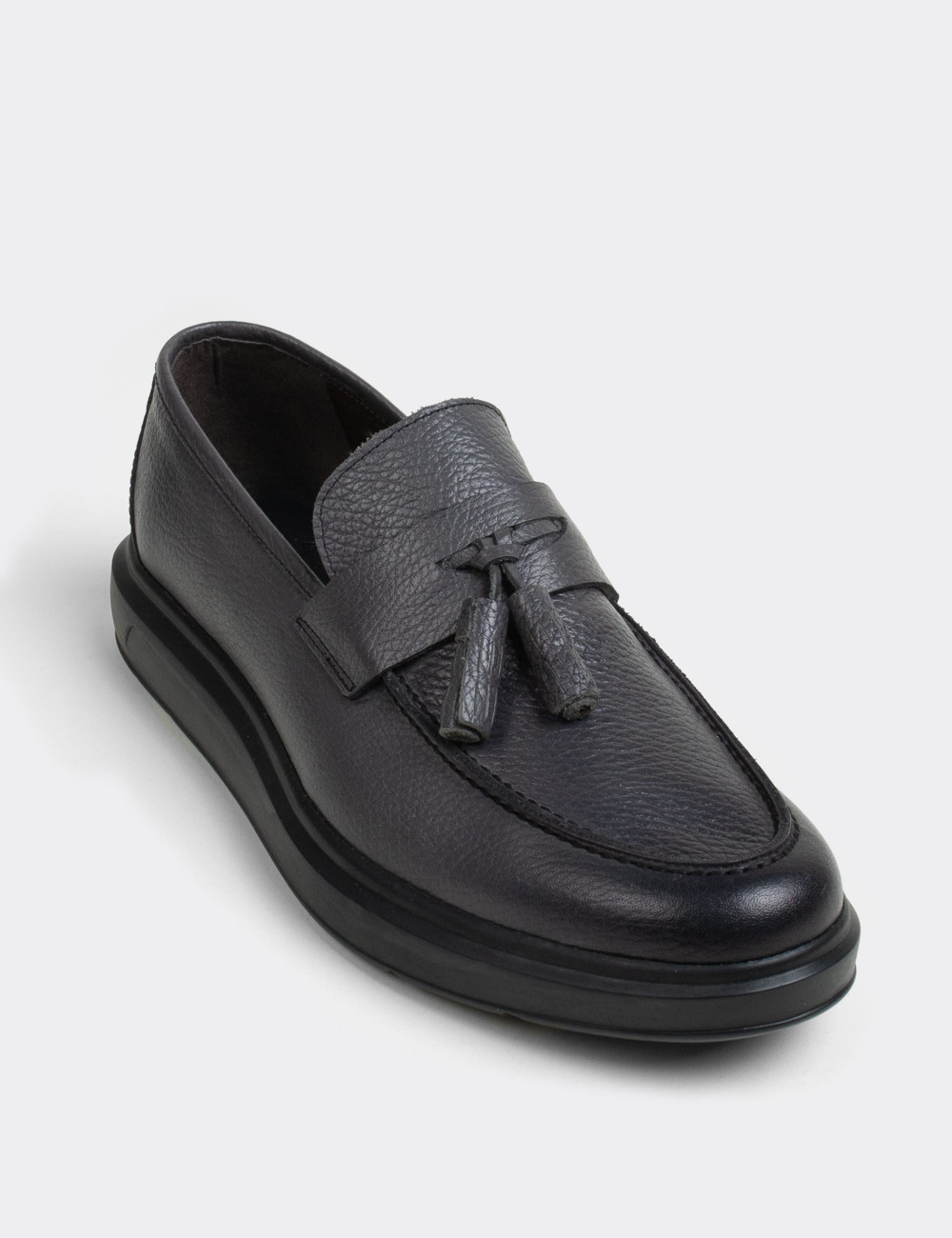 Gray  Leather Loafers - 01587MGRIP03