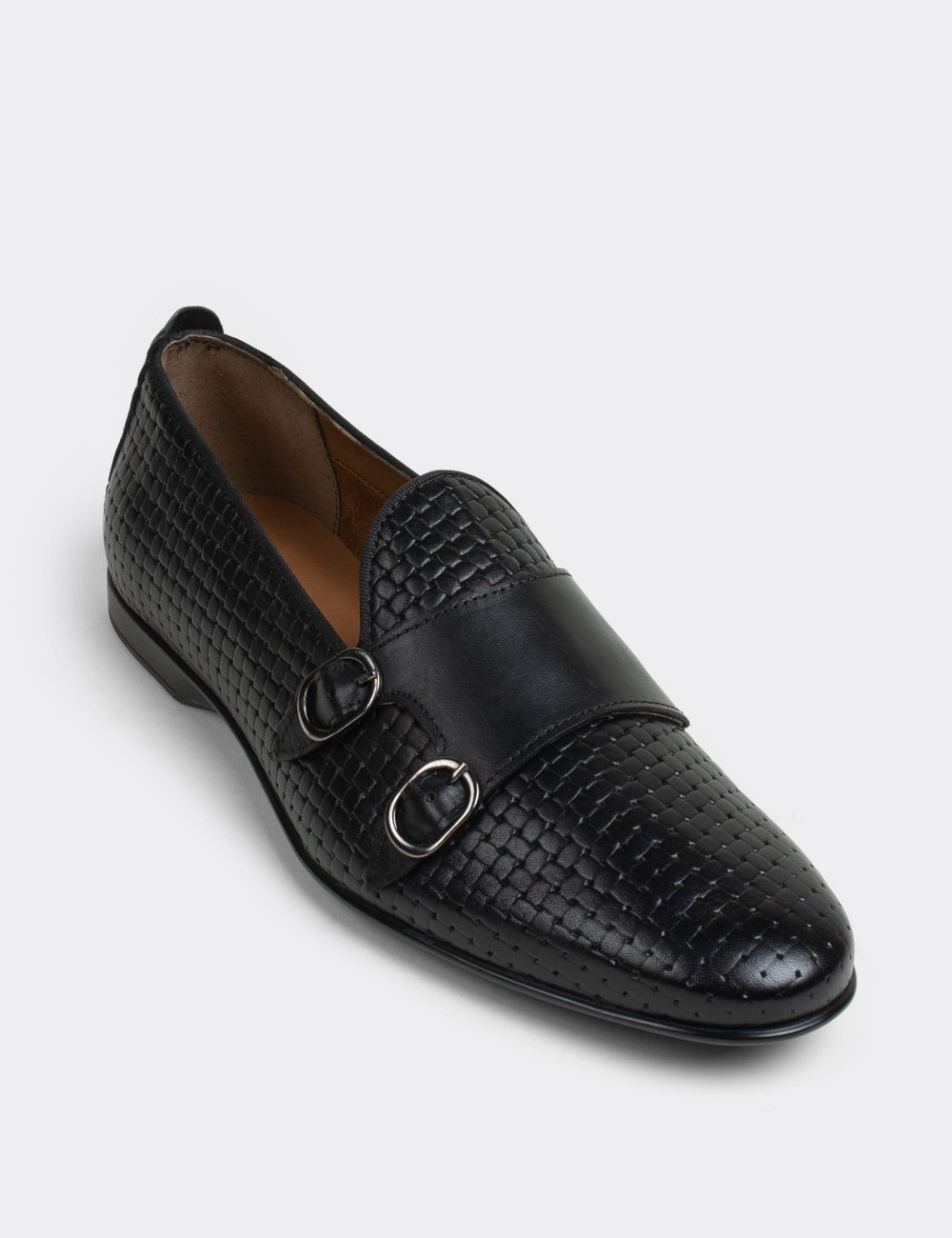 Black  Leather Loafers - 01705MSYHC01