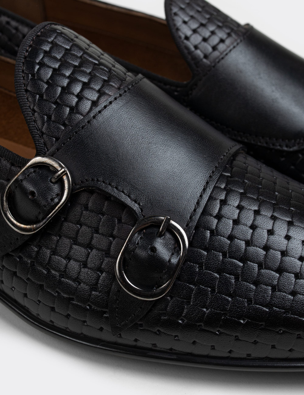 Black  Leather Loafers - 01705MSYHC01