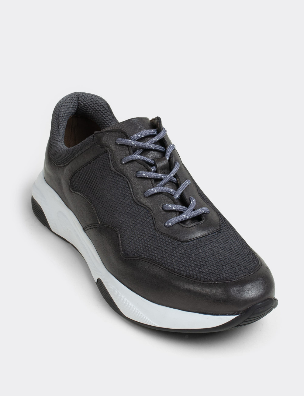 Gray  Leather Sneakers - 01725MGRIE01