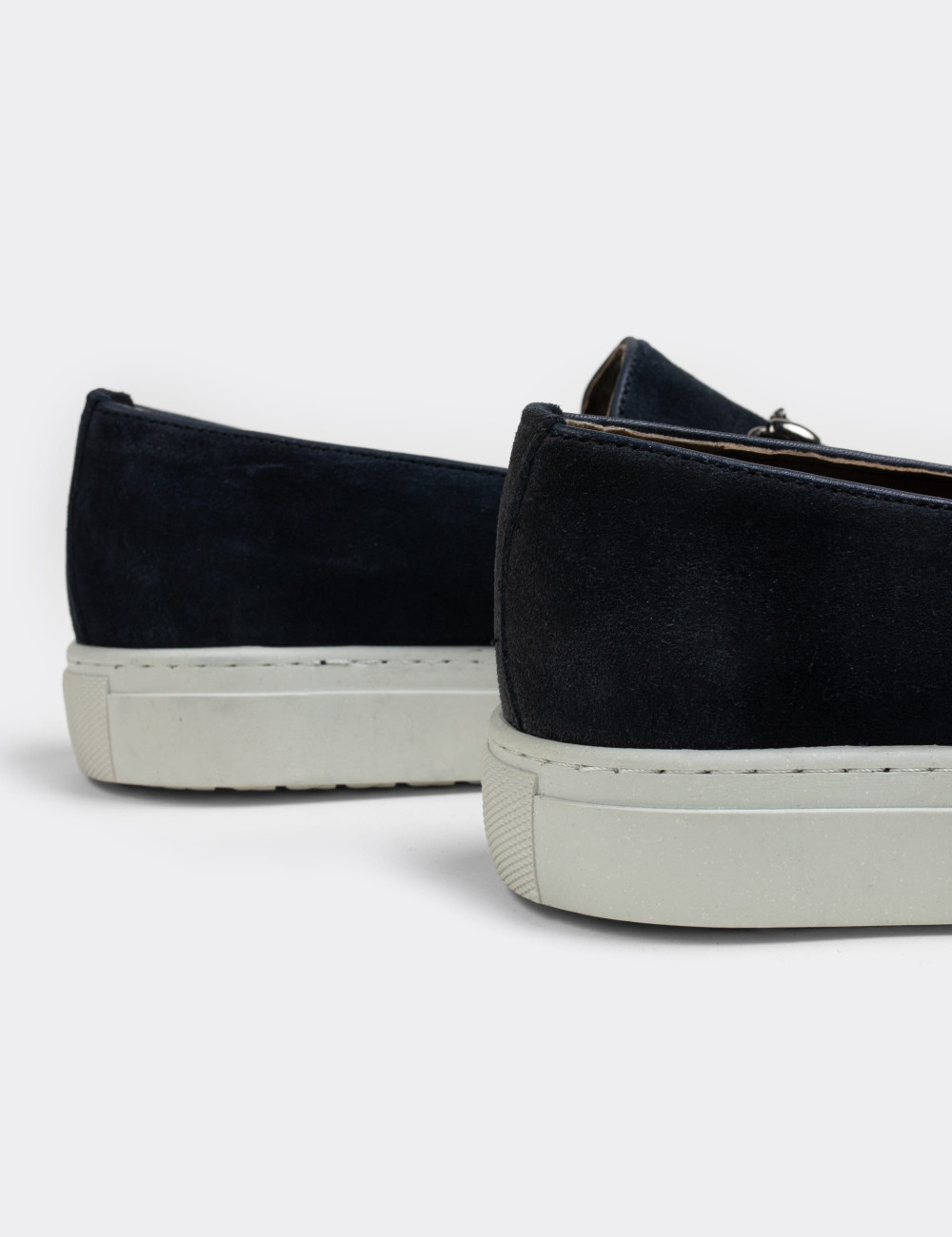 Navy Suede Leather Loafers Shoes - 01739MLCVC01