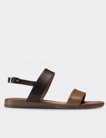 Tan  Leather  Sandals - 02120ZTBAC01