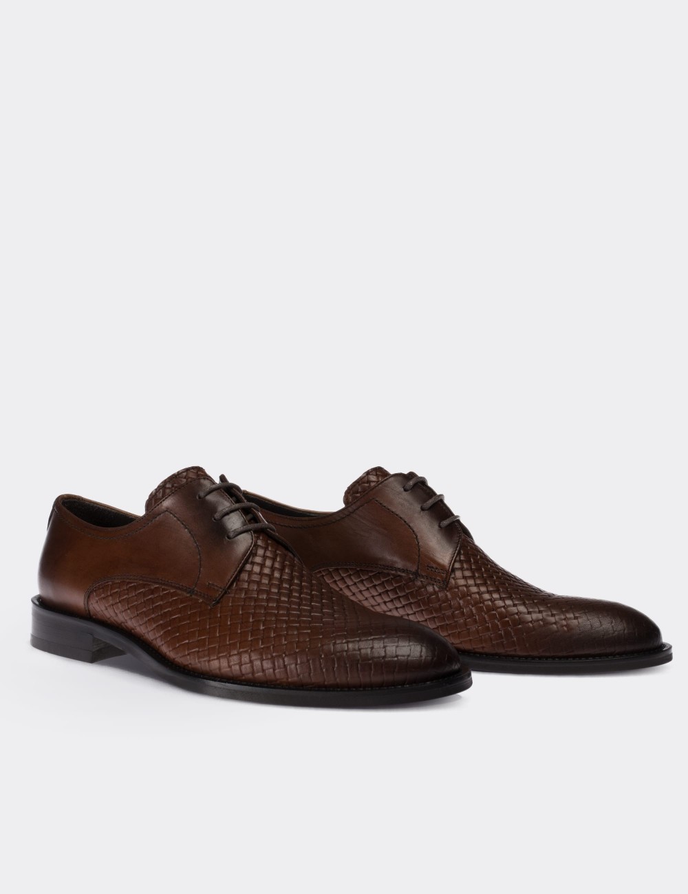 Tan  Leather Classic Shoes - 00479MTBAM04