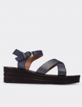 Navy  Leather Sandals