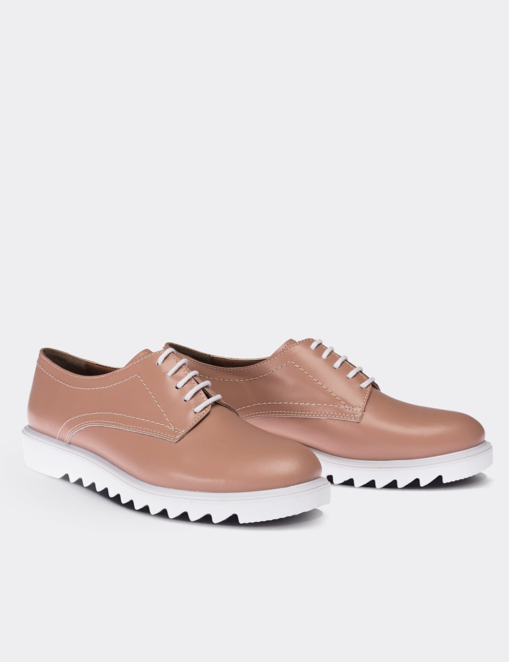 Sandstone  Leather Lace-up Shoes - 01430ZVZNP01