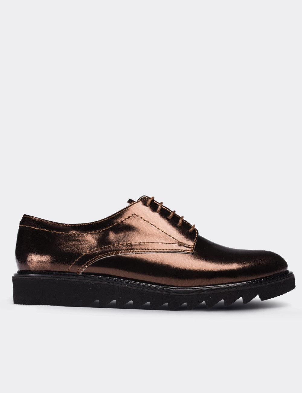 Brown  Leather Lace-up Shoes - 01430ZKHVP02