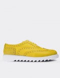 Yellow  Leather Oxford Shoes