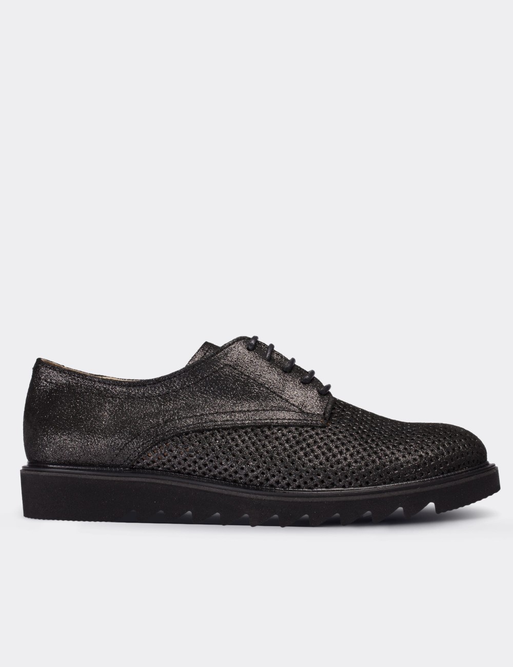 Black  Leather Lace-up Shoes - 01430ZSYHE10