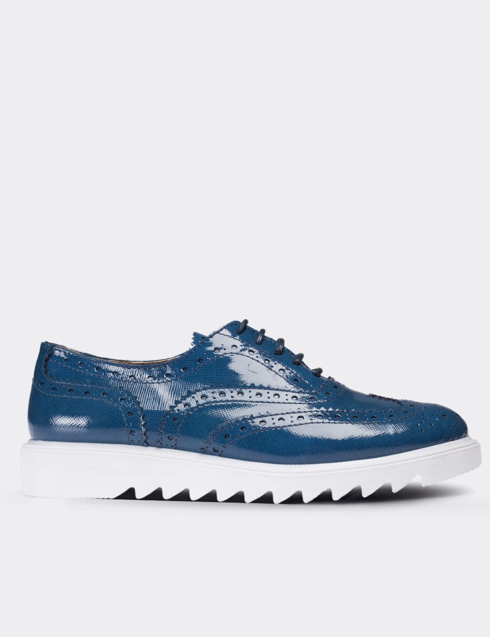 Blue Patent Leather Lace-up Shoes - 01418ZMVIP02