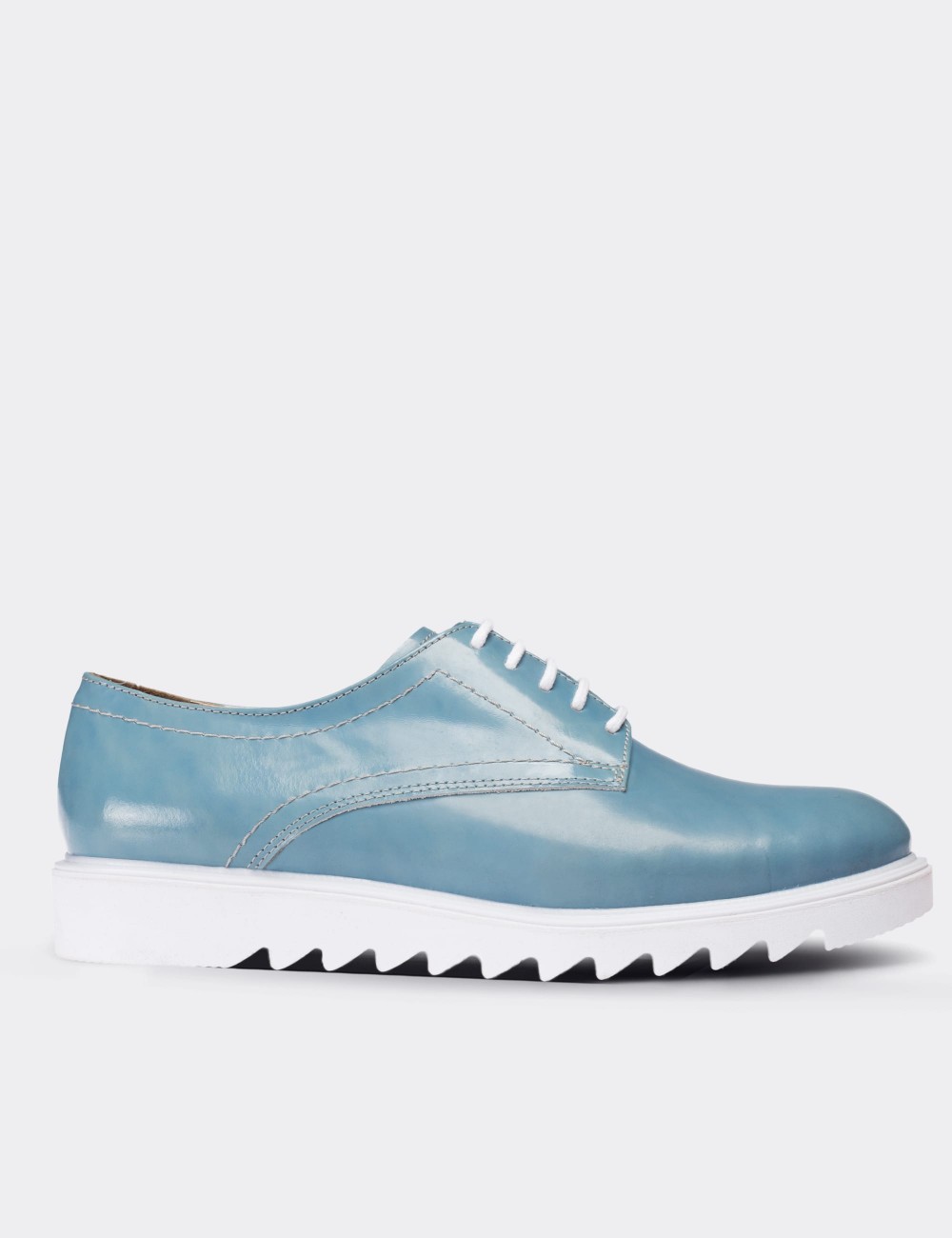 Blue  Leather Lace-up Shoes - 01430ZMVIP03