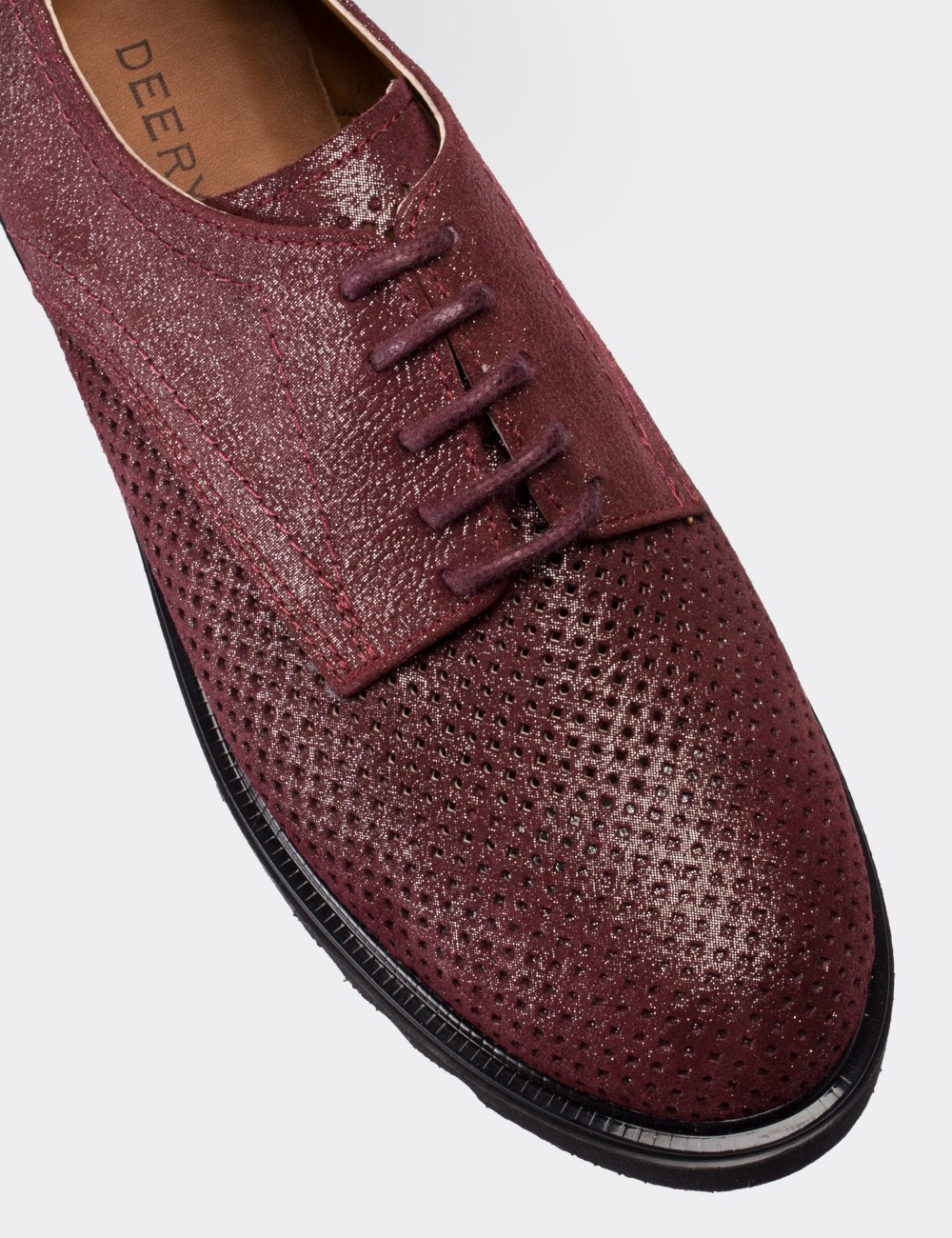 Burgundy Suede Leather Lace-up Shoes - 01430ZBRDP02