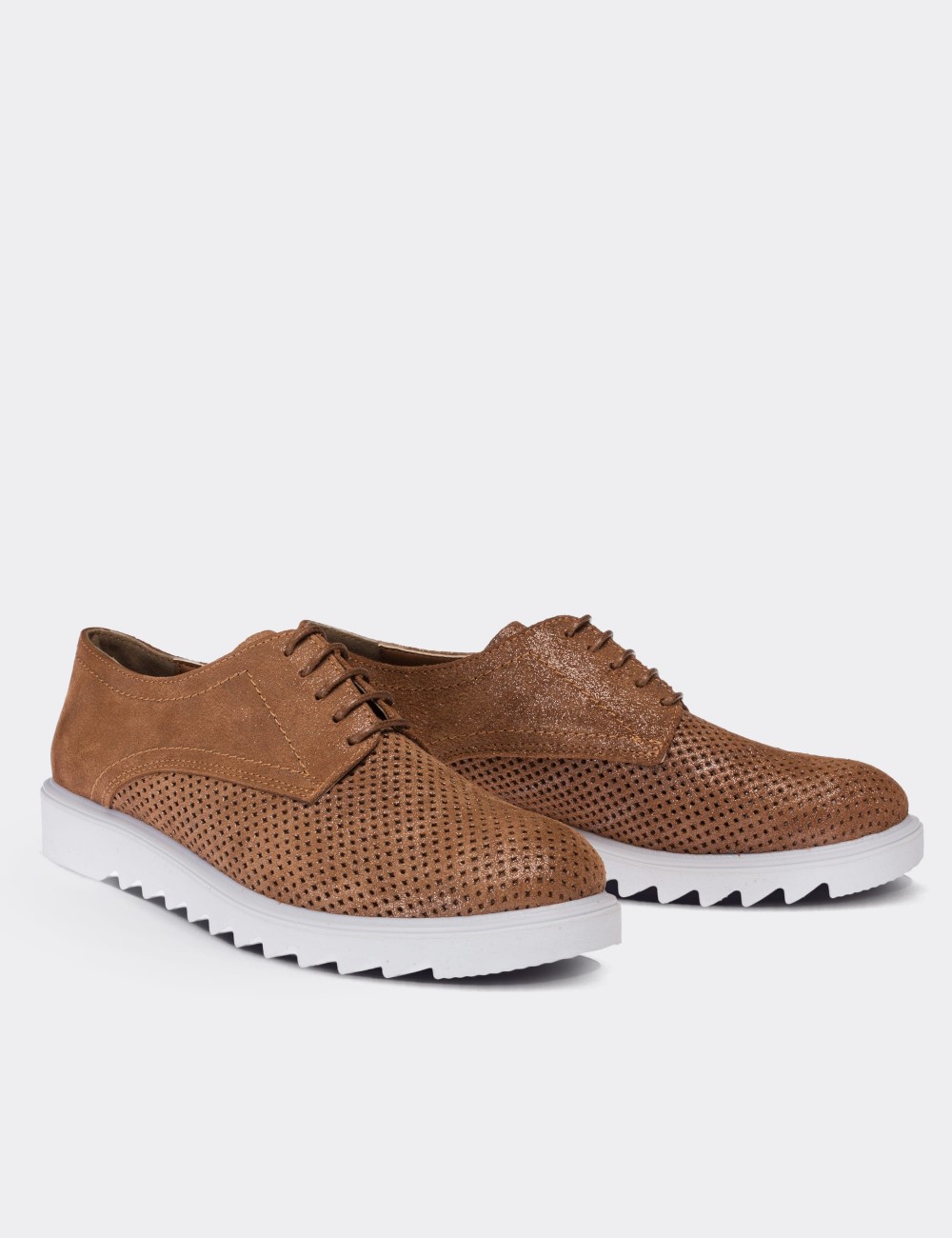 Tan  Leather Lace-up Shoes - 01430ZTBAP01