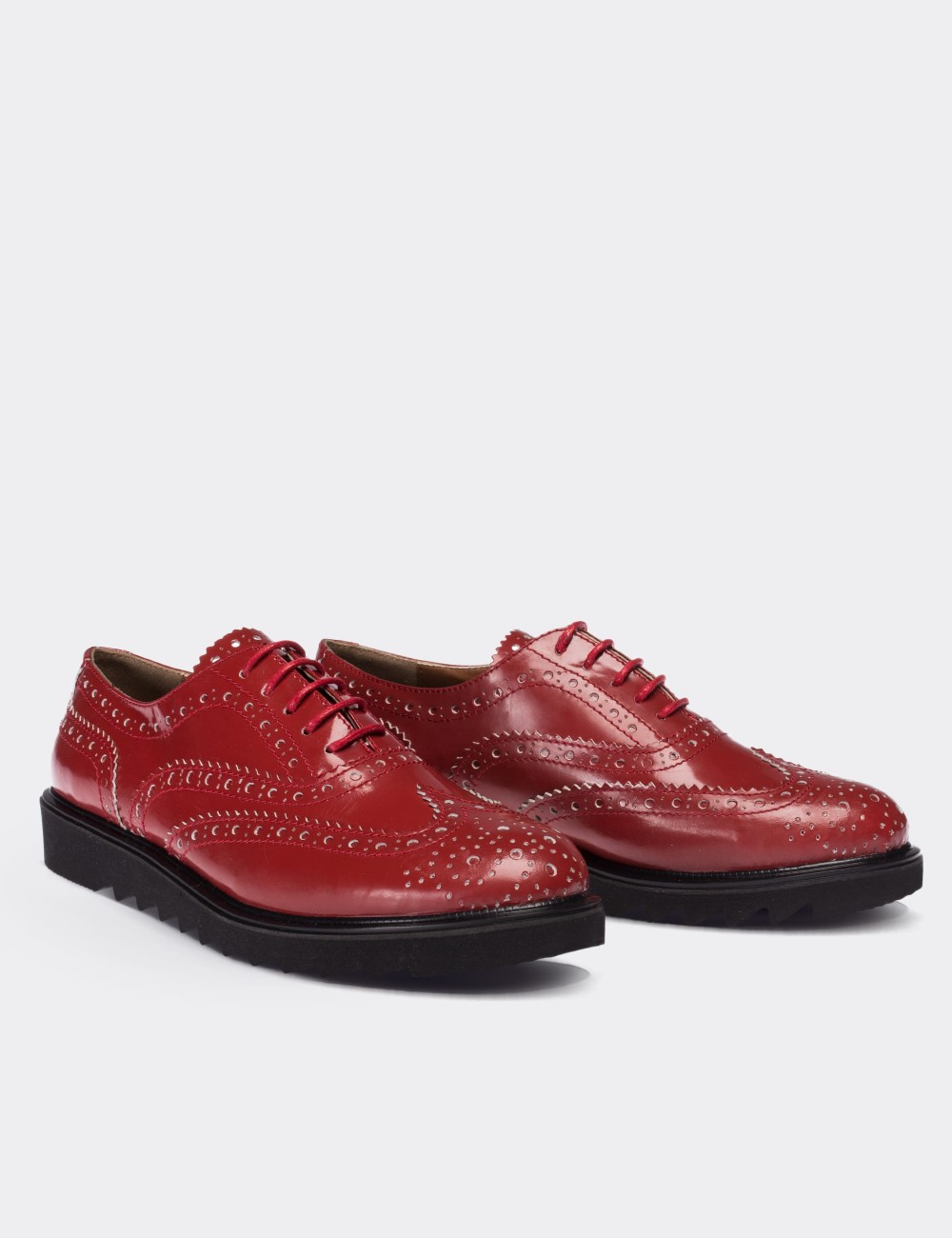 Red Patent Leather Lace-up Shoes - 01418ZKRMP01