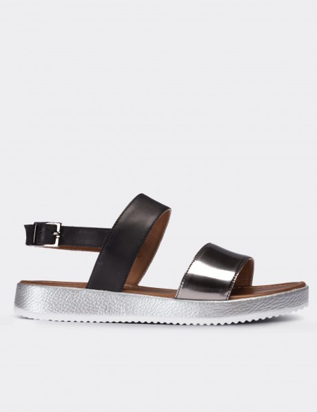 Silver Leather Sandals