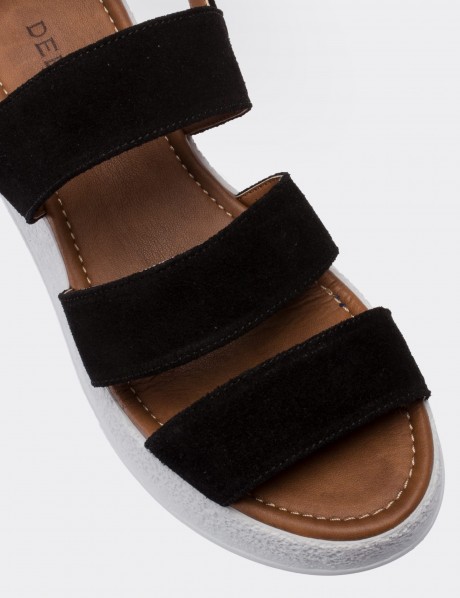 Black Suede Leather  Sandals