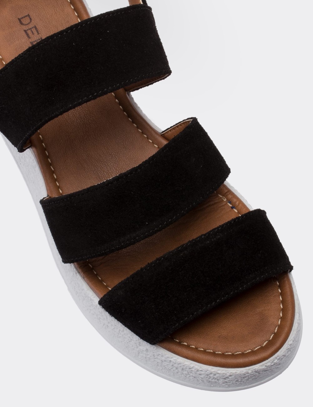 Black Suede Leather  Sandals - 02123ZSYHP01