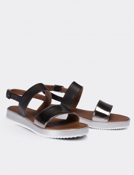 Silver Leather Sandals