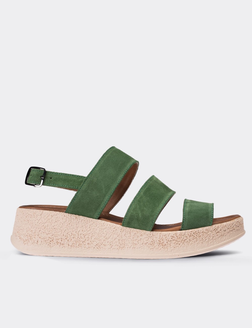 Green Suede Leather  Sandals - 02123ZYSLP01
