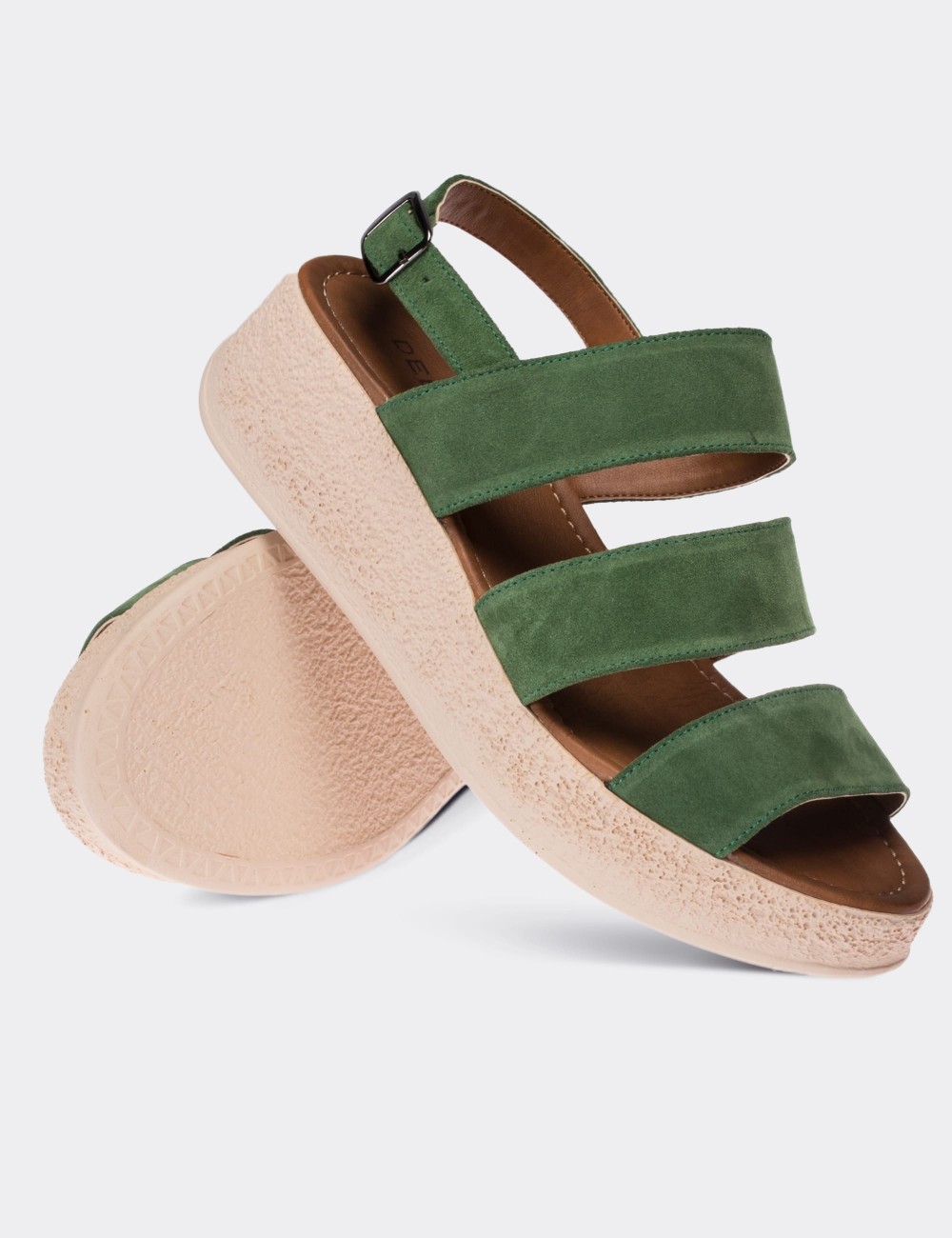 Green Suede Leather  Sandals - 02123ZYSLP01