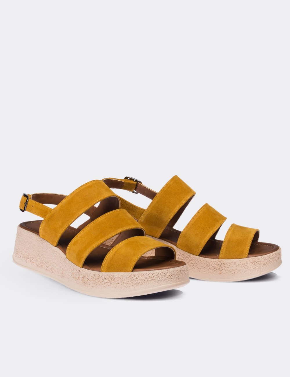 Yellow Suede Leather Sandals - 02123ZHRDP01