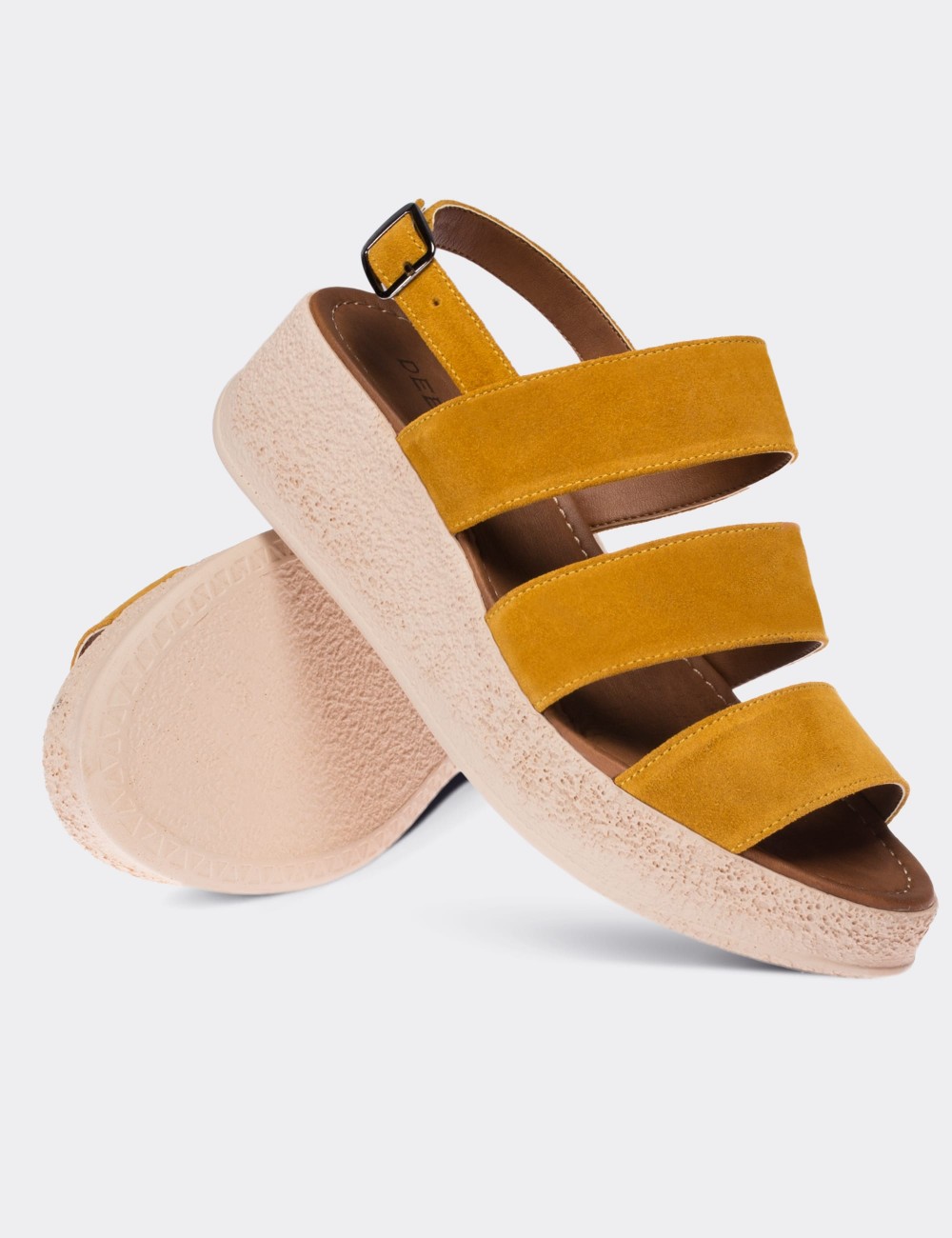 Yellow Suede Leather Sandals - 02123ZHRDP01