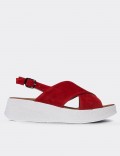 Red Suede Leather  Sandals