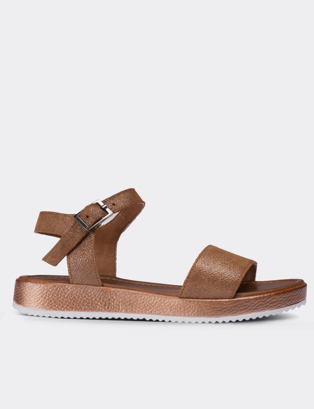 Tan  Leather Sandals - 02120ZTBAC02