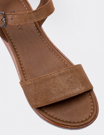Tan  Leather Sandals - 02120ZTBAC02