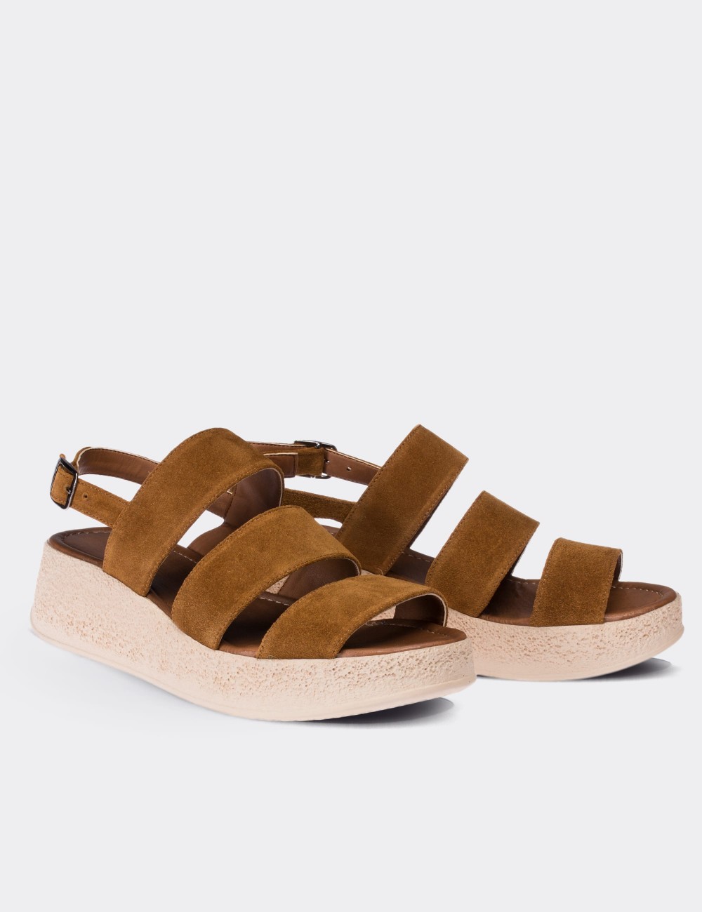 Tan Suede Leather  Sandals - 02123ZTBAP01