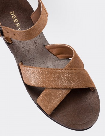 Tan  Leather  Sandals - 02124ZTBAC01