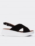 Black Suede Leather Sandals