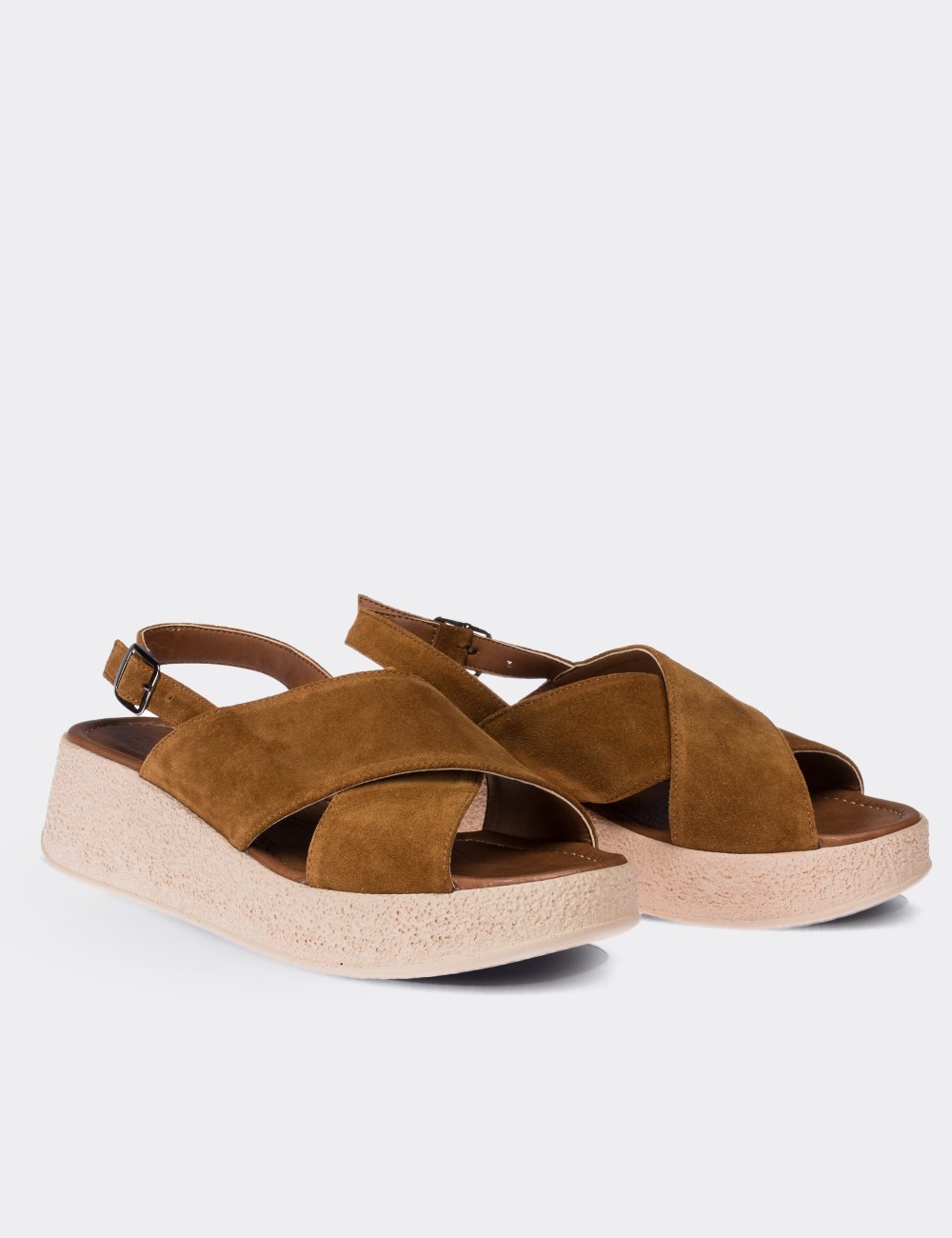 Tan Suede Leather  Sandals - 02126ZTBAP01