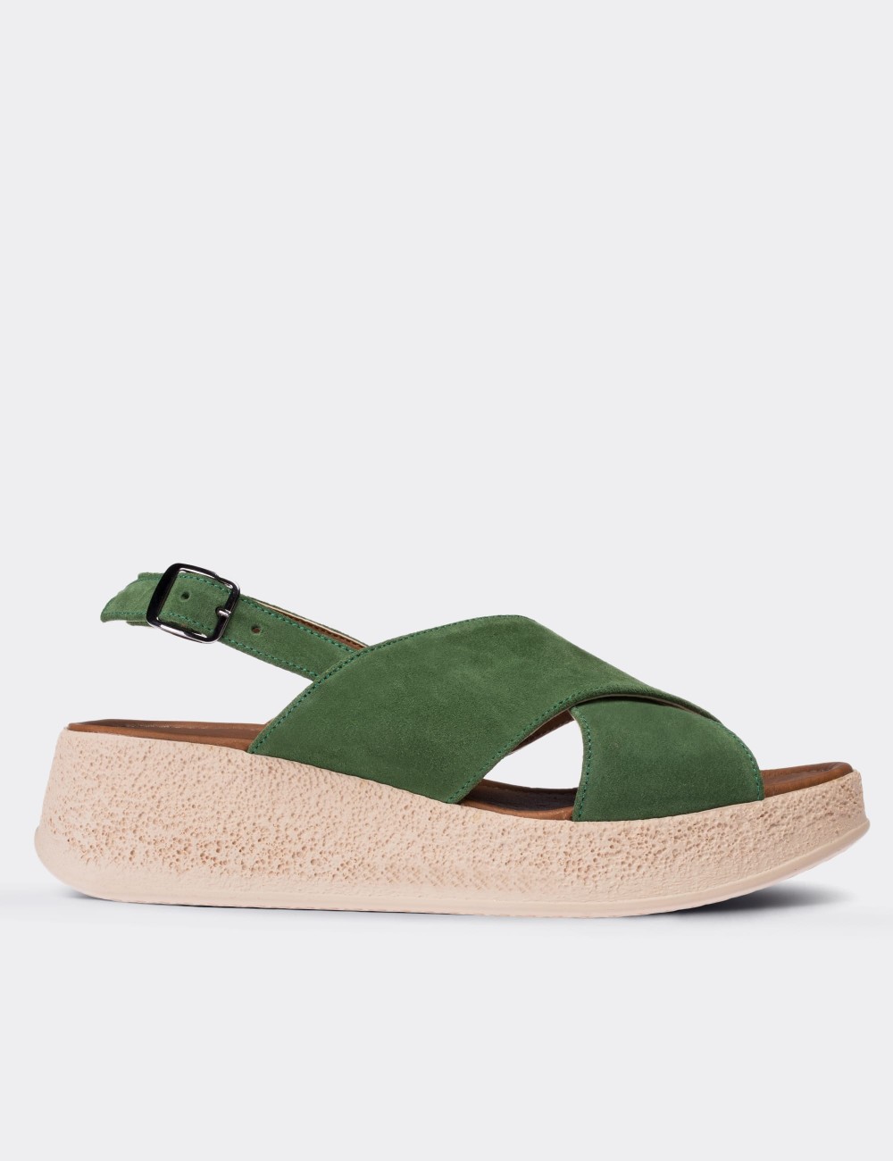 Green Suede Leather  Sandals - 02126ZYSLP01