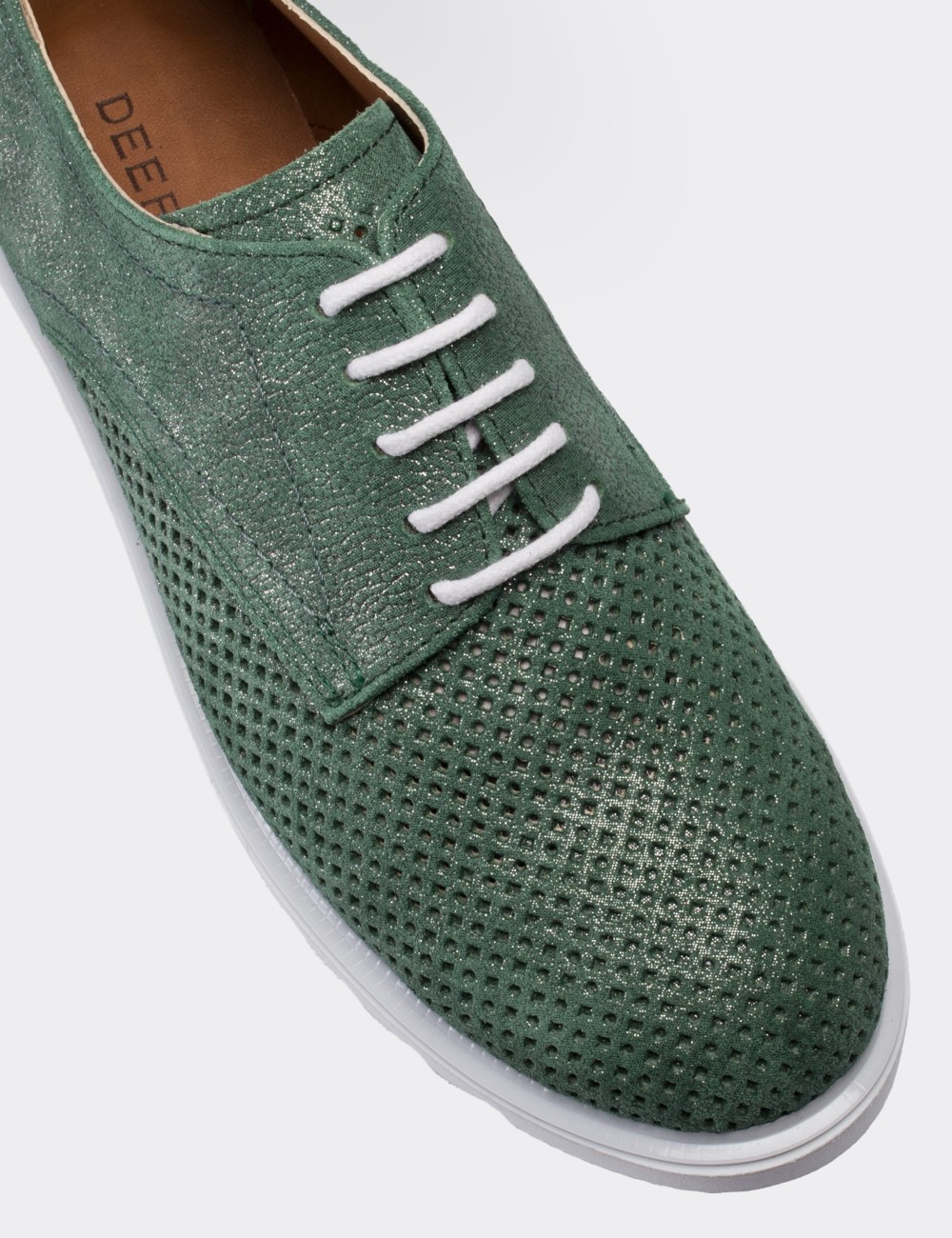 Green Suede Leather Lace-up Shoes - 01430ZYSLP02